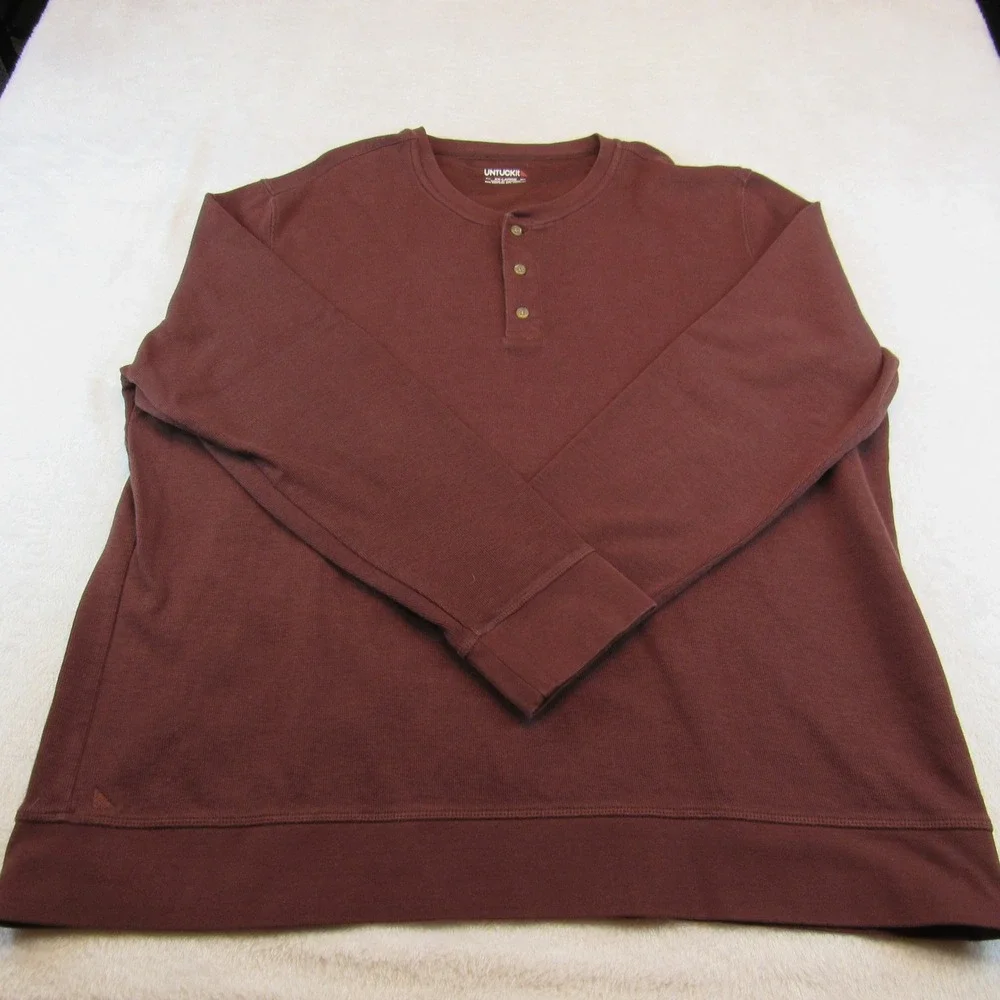 UNTUCKit Henley Sweatshirt Mens XXL Brown Excellent Veneroso 41307 Long Sleeve